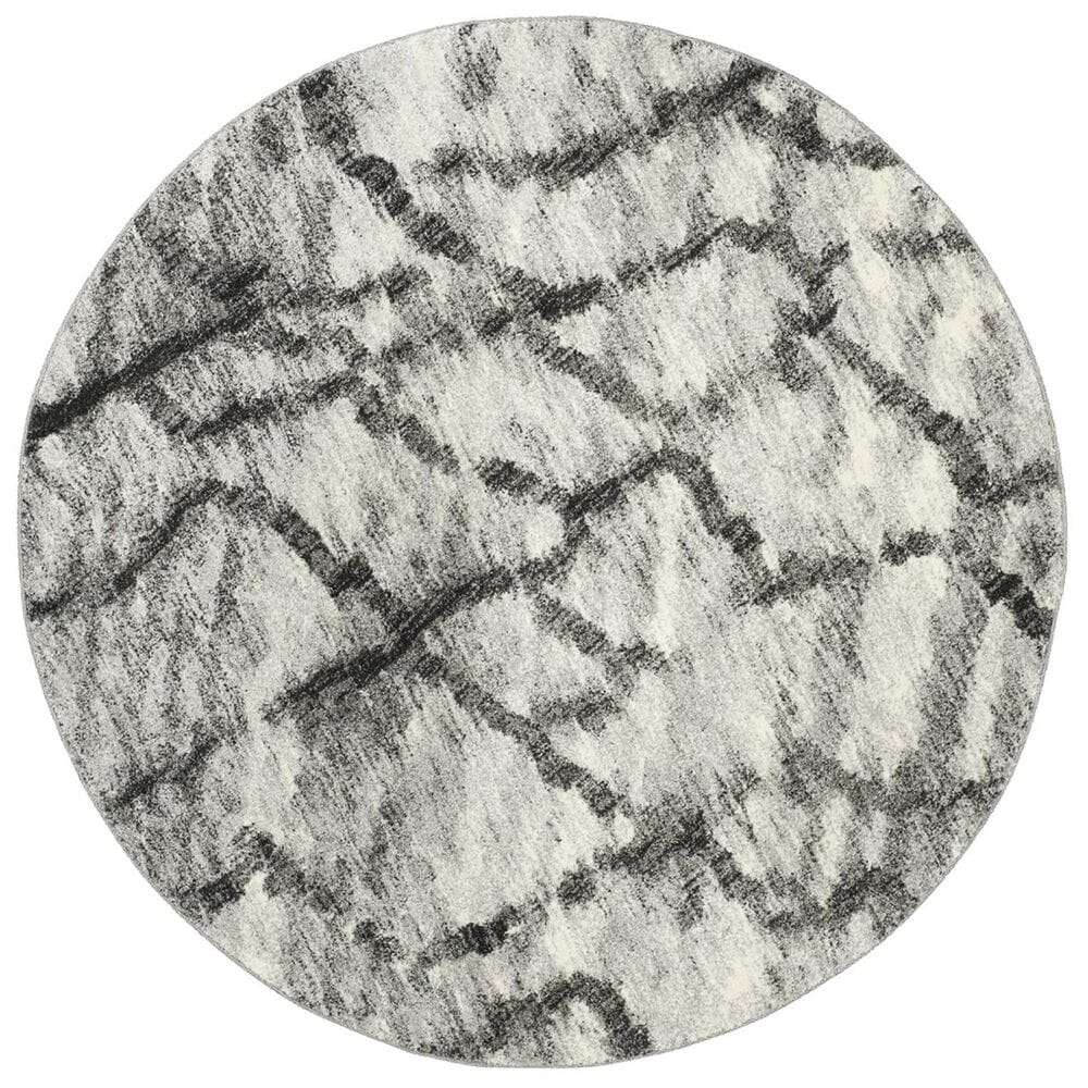 Safavieh Retro RET2144-7990 6" Round Light Grey and Black Area Rug, , large