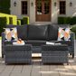 HOMLUX 3-Piece Modular Outdoor Sofa Set with Two Ottomans in Black, , large