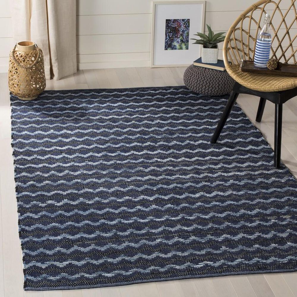 Safavieh Montauk 3&#39; x 5&#39; Turquoise, Navy Blue and Black Area Rug, , large