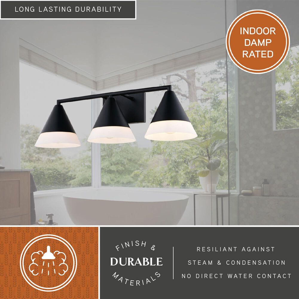 Vaxcel Winthrop 3-Light Bathroom Vanity in Matte Black, , large