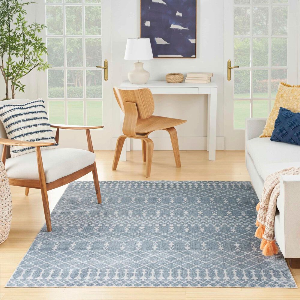 Nourison Astra Machine Washable 6&#39;7&quot; x 9&#39; Blue Area Rug, , large