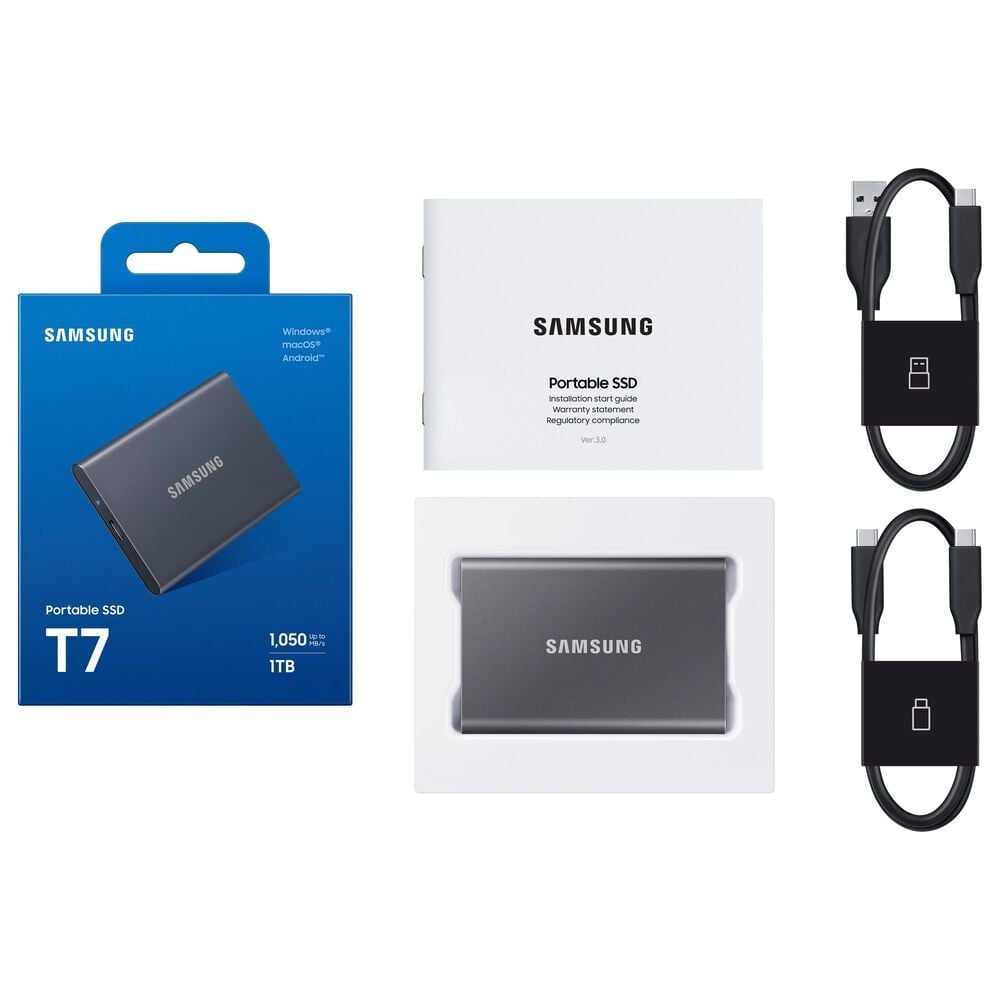 Samsung 1TB T7 Portable SSD in Titan Gray, , large