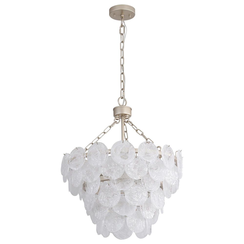 Golden Lighting Cascada 3-Tier 8-Light Pendant with Cirrus Cloud Glass Shade in Aegean Silver, , large