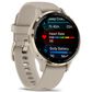 Garmin Venu 3S Smartwatch 41mm Soft Gold Stainless Steel Bezel Case with French Grey Silicone Band, , large