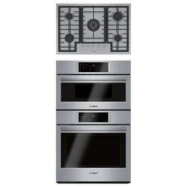 Bosch 800 Series 2-Piece Kitchen Package with 30" Double Combination Oven 30" Gas Cooktop and in Stainless Steel, , large