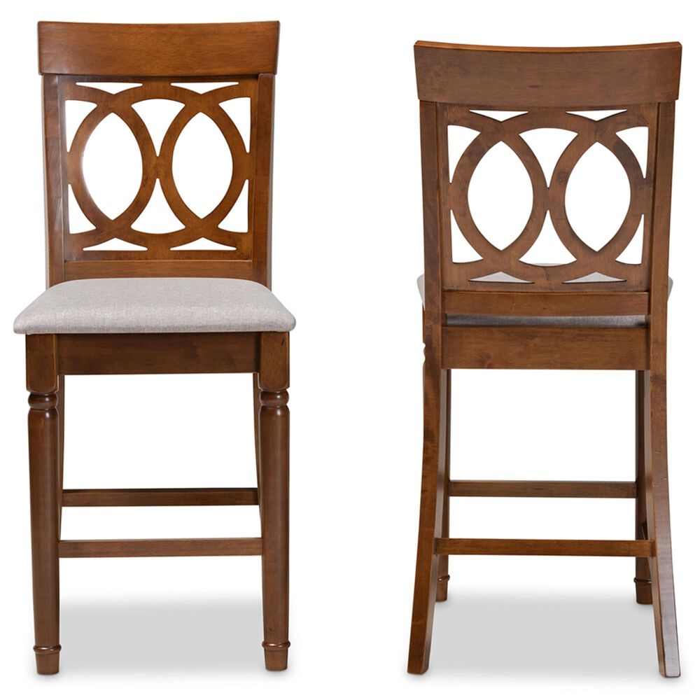 Baxton Studio Violet Counter Height Chair in Grey/Walnut &#40;Set of 2&#41;, , large