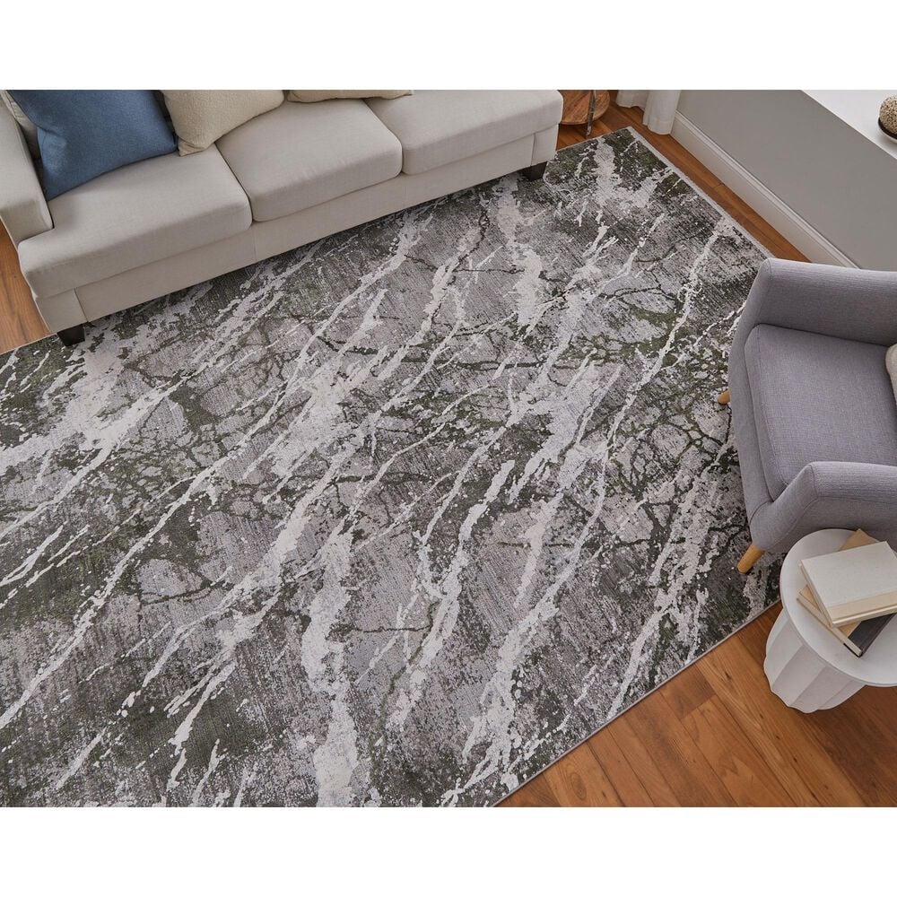 Feizy Cadiz 39N6F 9&#39;9&quot; x 13&#39;2&quot; Green and Ivory Area Rug, , large