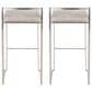 LumiSource Fuji 30" Stacker Bar Stool with Light Grey Cowboy Upholstery in Stainless Steel (Set of 2), , large