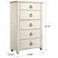 Ashley Willowton 5 Drawer Chest in White Washed, , large