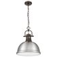 Golden Lighting Duncan 1-Light Pendant with Chain and Pewter Shade in Rubbed Bronze, , large