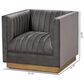 Baxton Studio Aveline Arm Chair with Brushed Gold Frame in Grey, , large