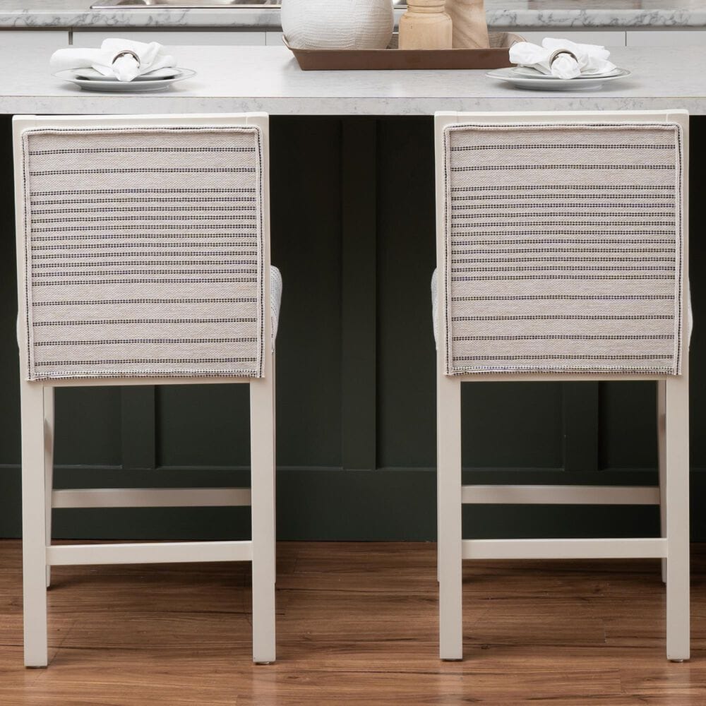 Linon Home Decor Regina Counter Stool with Light Grey Cushion in White (Set of 2), , large