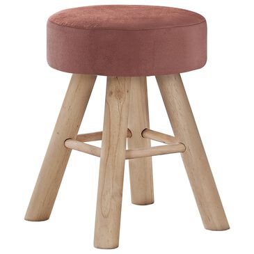 Monarch Specialties Ottoman with Natural Wood Legs in Dark Pink, , large