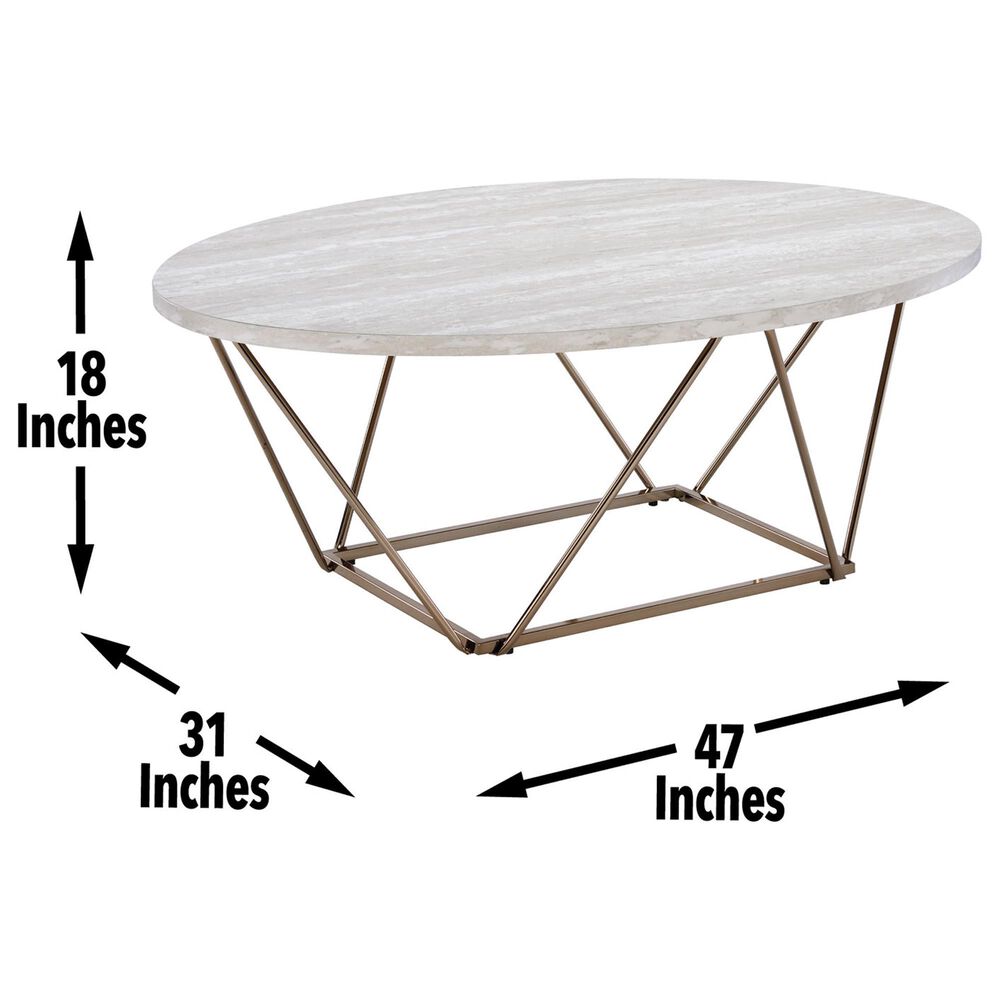 Steve Silver Furniture Rowyn Cocktail Table in White and Copper, , large