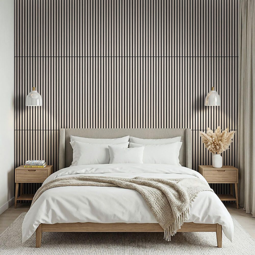MS International Acoustic Wood Slat Fog 24" x 48" Wall Panels, , large