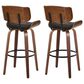 LumiSource Lombardi 30" Swivel Barstool with Espresso Faux Leather Upholstery in Walnut and Black (Set of 2), , large