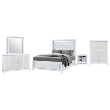 Modern Market Alina 5-Piece Queen Upholstered Panel Bedroom Set in White, , large