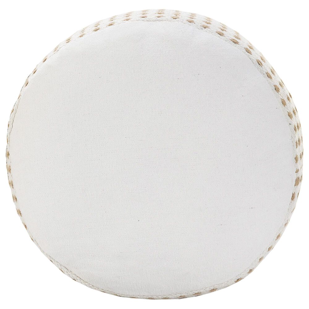 LR Home 18" Round Dots Pouf in Natural and White, , large