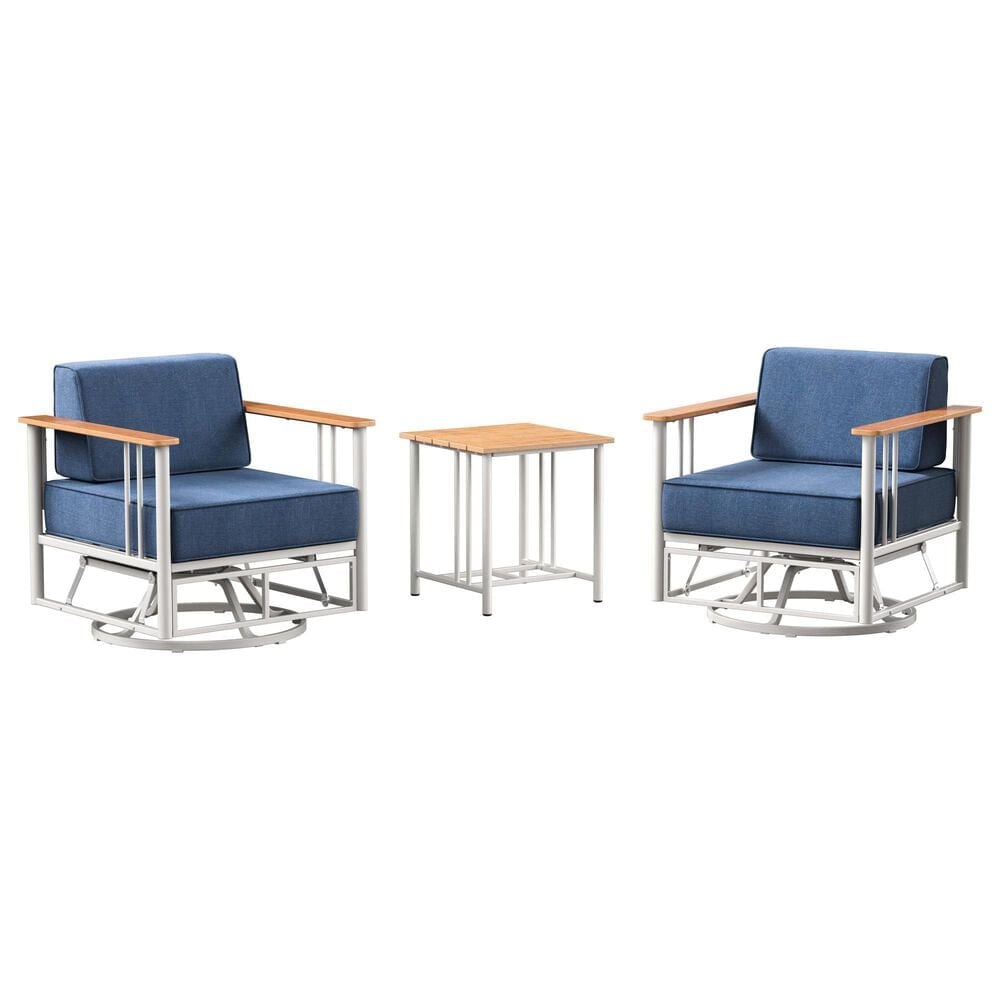 Sunwell Garden 3-Piece Patio Conversation Set in Blue, , large