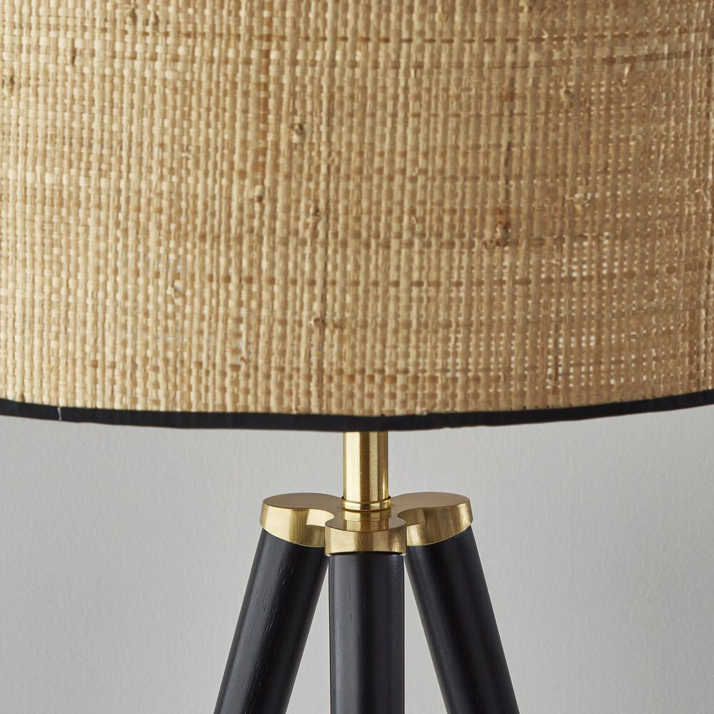 Adesso Jackson Floor Lamp in Black and Antique Brass, , large