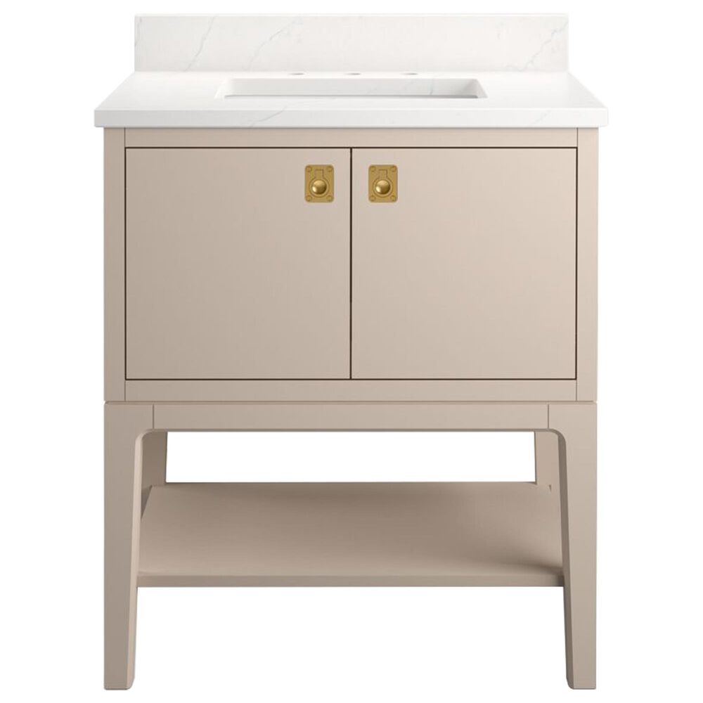 Kohler Seagrove 30" Single Bathroom Vanity in Light Clay with 3 cm White Quartz Top and Rectangular Sink, , large
