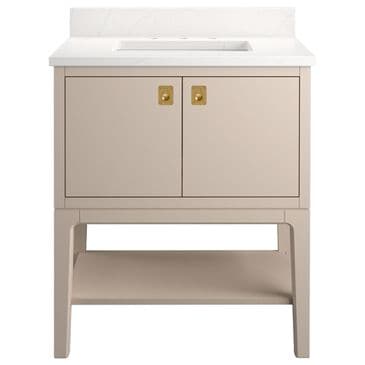 Kohler Seagrove 30" Single Bathroom Vanity in Light Clay with 3 cm White Quartz Top and Rectangular Sink, , large