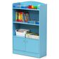 HOMLUX 4-Tier Bookshelf with 2-Door Storage Cabinet in Light Blue, , large