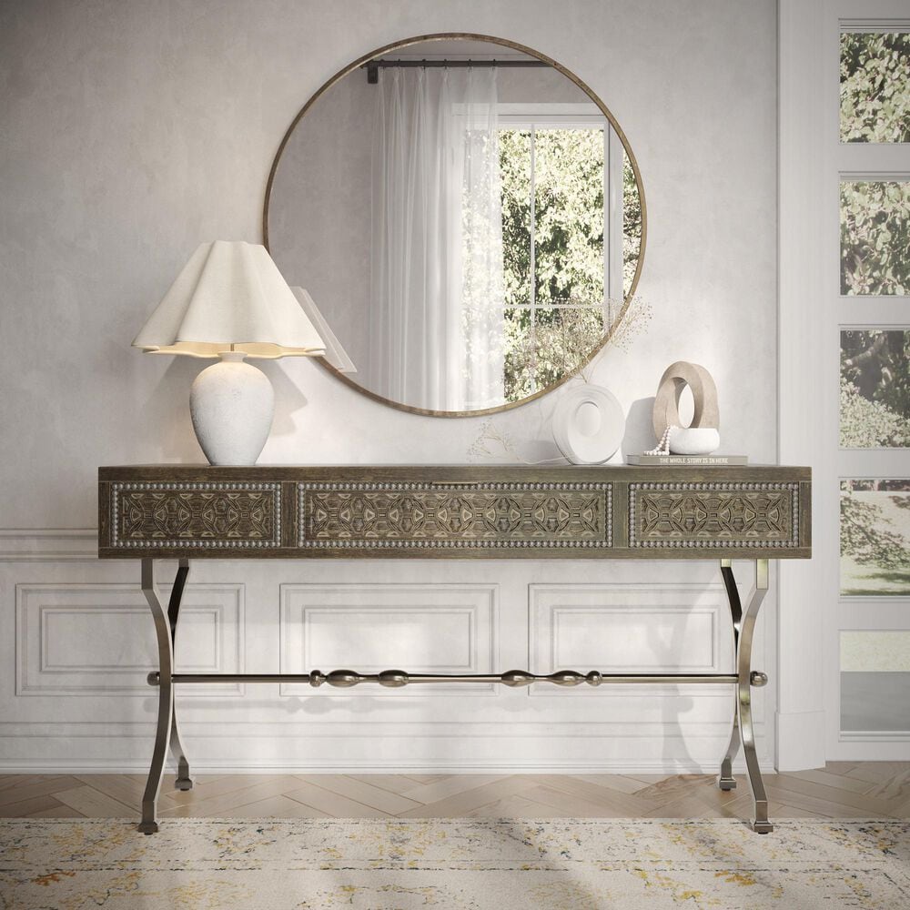 Ashley Quinnland Console Sofa Table in Antique Black, , large