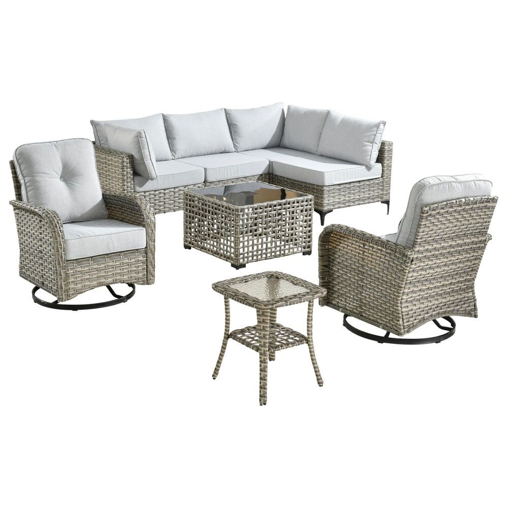 HOMLUX 8-Piece Outdoor Modular Sofa Conversation Set in Gray, , large