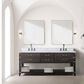 Lexora Home Norwalk 80" Double Bathroom Vanity in Brown Oak with White Cultured Marble Top  and Rectangle Sink, , large