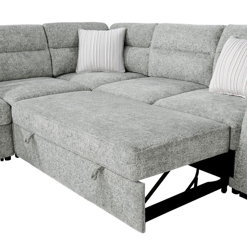 Global Furniture USA Walker 6-Piece Convertible Sectional in Nickel, , large