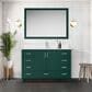 Lexora Home Jacques 48" Single Bathroom Vanity in Green with 2 cm White Cultured Marble Top and Rectangular Sink, , large