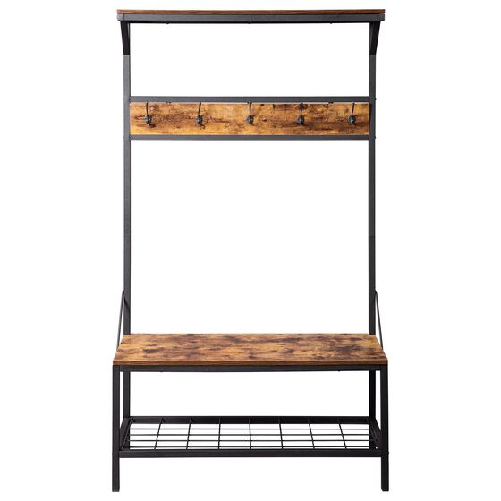 37B Bevinfield Hall Tree with Storage Bench in Black and Antique Brown