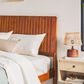 Walker Edison Cama Queen Platform Bed with Slatted Headboard in Brown, , large