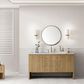 James Martin Vanities Hudson 60" Single Bathroom Vanity in Light Natural Oak with 3 cm Carrara White Marble Top and Rectangular Sink, , large