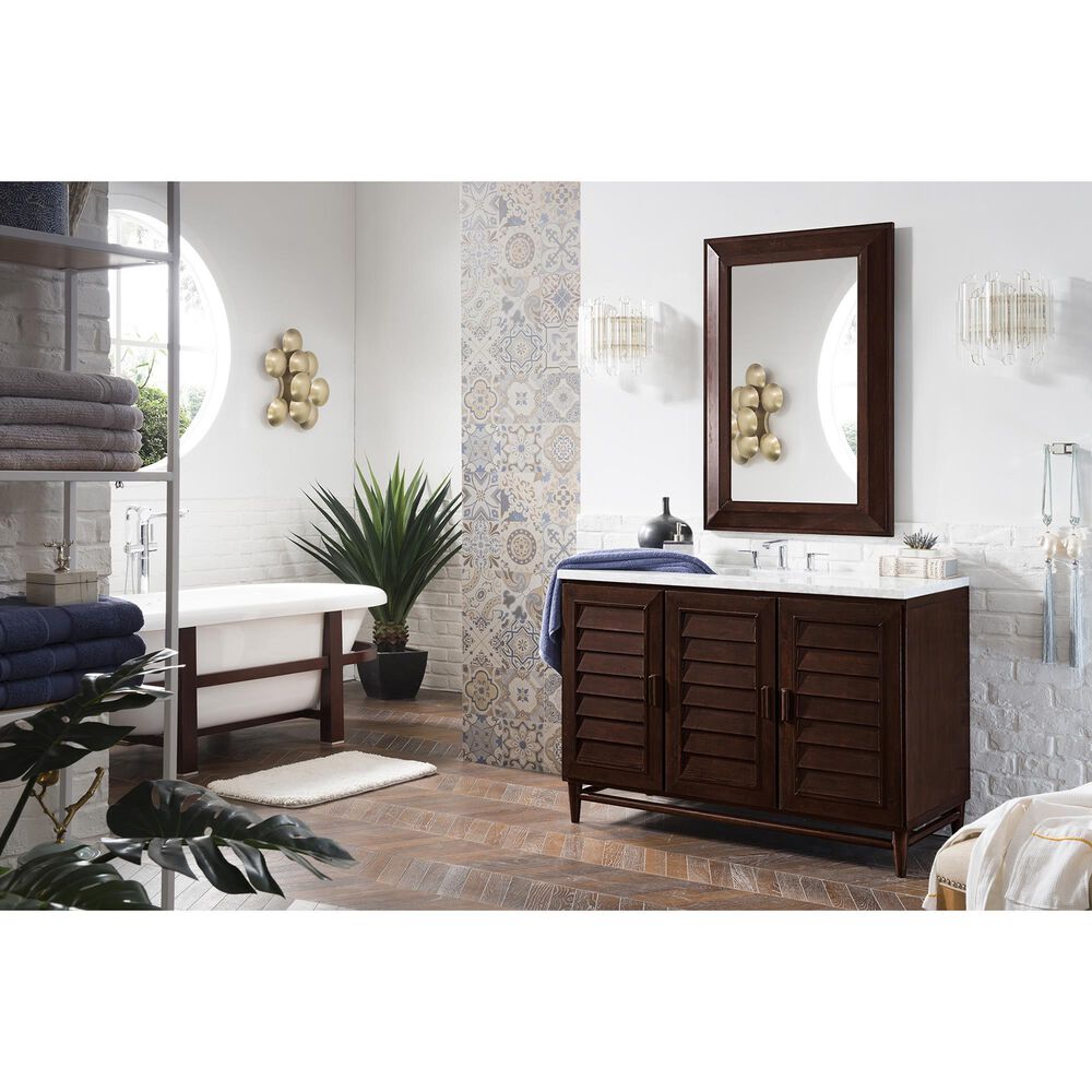 James Martin Portland 48" Single Bathroom Vanity in Burnished Mahogany with 3 cm Carrara White