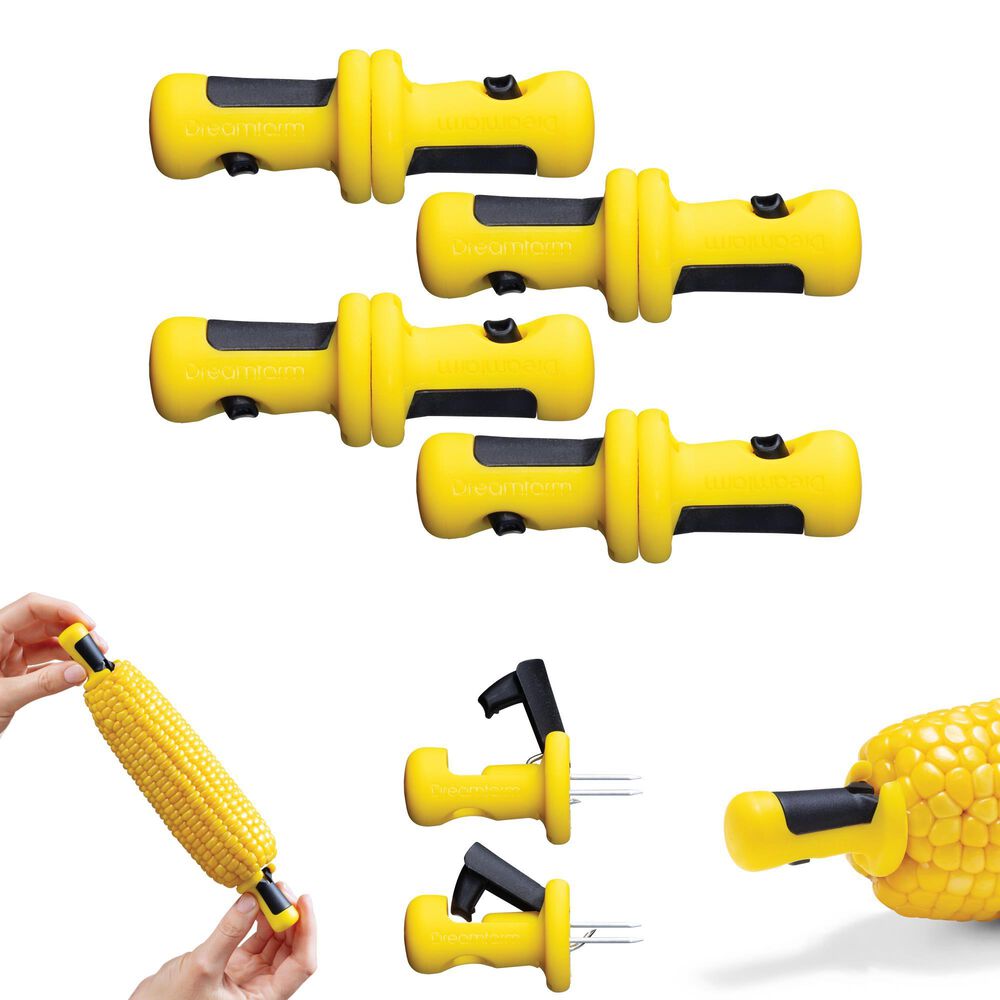 Dreamfarm Lockorns Lock Corn Holder in Yellow and Black &#40;Set of 4 Pairs&#41;, , large