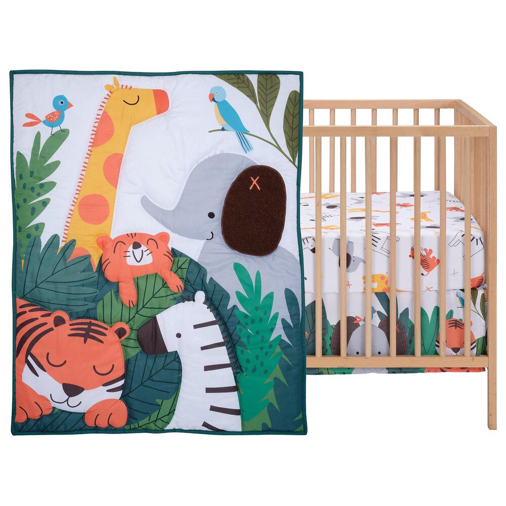 Lambs &amp; Ivy Lollipop Jungle 3-Piece Crib Bedding Set in Gray, White and Green, , large