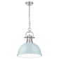 Golden Lighting Duncan 1-Light Pendant with Chain and Seafoam Shade in Pewter, , large