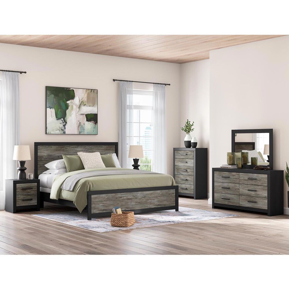 Ashley Broachmyn 5-Piece King Panel Bedroom Set in Black and Gray, , large