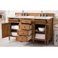 James Martin Vanities Brittany 60" Double Bathroom Vanity in Saddle Brown with 3 cm Ethereal Noctis Quartz Top and Rectangular Sinks, , large