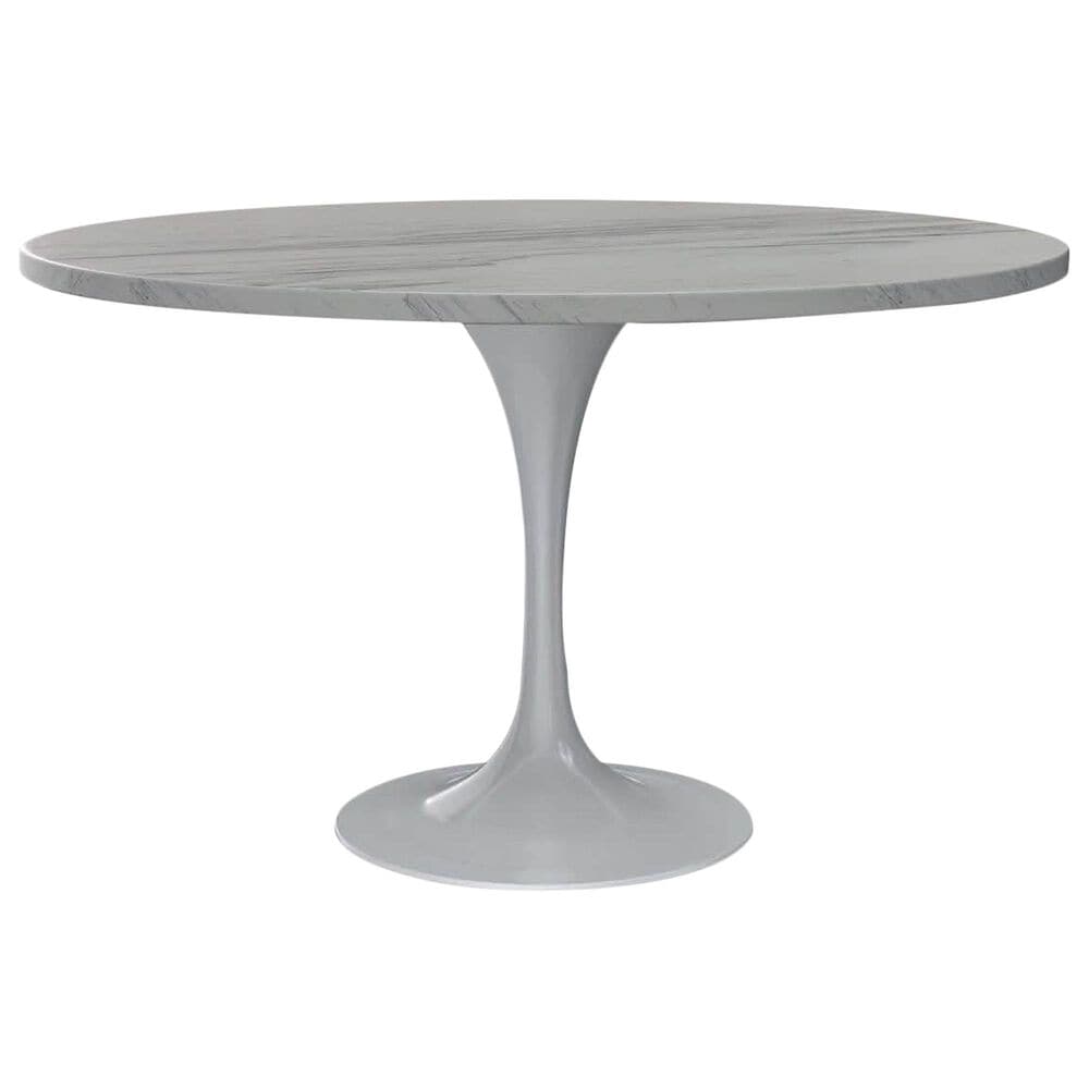 Leisuremod Verve 48" Round Dining Table with Resin Top in White - Table Only, , large