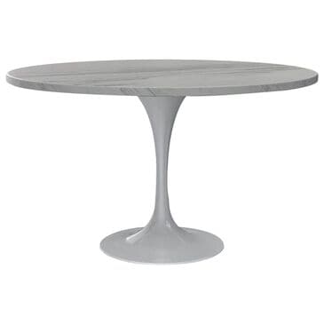 Leisuremod Verve 48" Round Dining Table with Resin Top in White - Table Only, , large