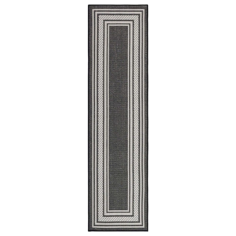 Nourison Horizon HOZ03 Black 2&#39;2&quot; x 8&#39; Indoor/Outdoor Runner, , large