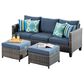 HOMLUX 3-Piece 77" Patio Sofa and Ottoman Set in Denim Blue, , large