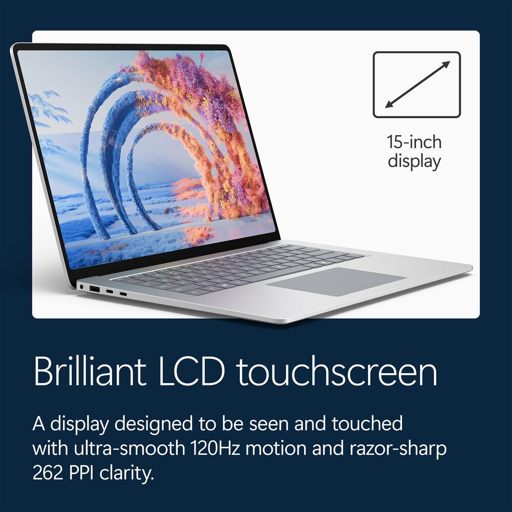 Microsoft Surface Laptop | 15-inch | Snapdragon X2 Plus (10 core) | 16GB RAM | 512GB SSD | Platinum | Windows 11 | (Latest Model, 8th Edition), , large