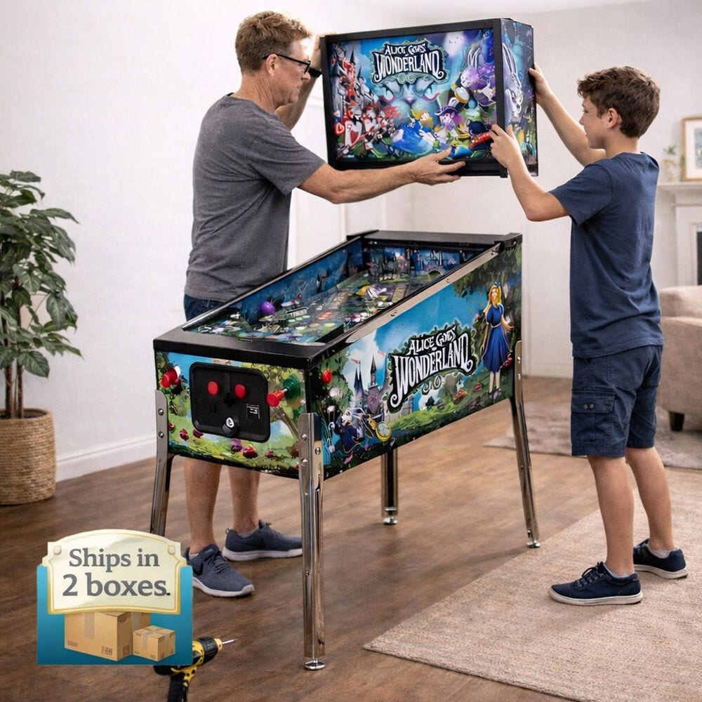 Wonderland Amusements Alice Goes to Wonderland Pinball Machine in Black, , large