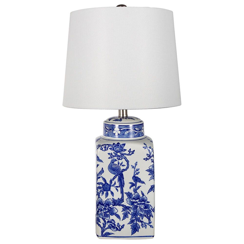 A&B Home Flower Bird Table Lamp in Blue and White, , large