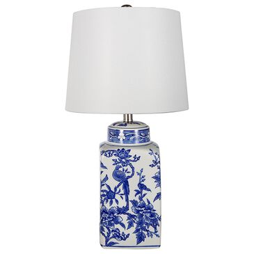 A&B Home Flower Bird Table Lamp in Blue and White, , large