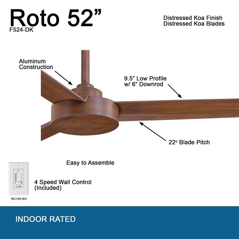 Minka-Aire Roto 52" Ceiling Fan in Distressed Koa, , large